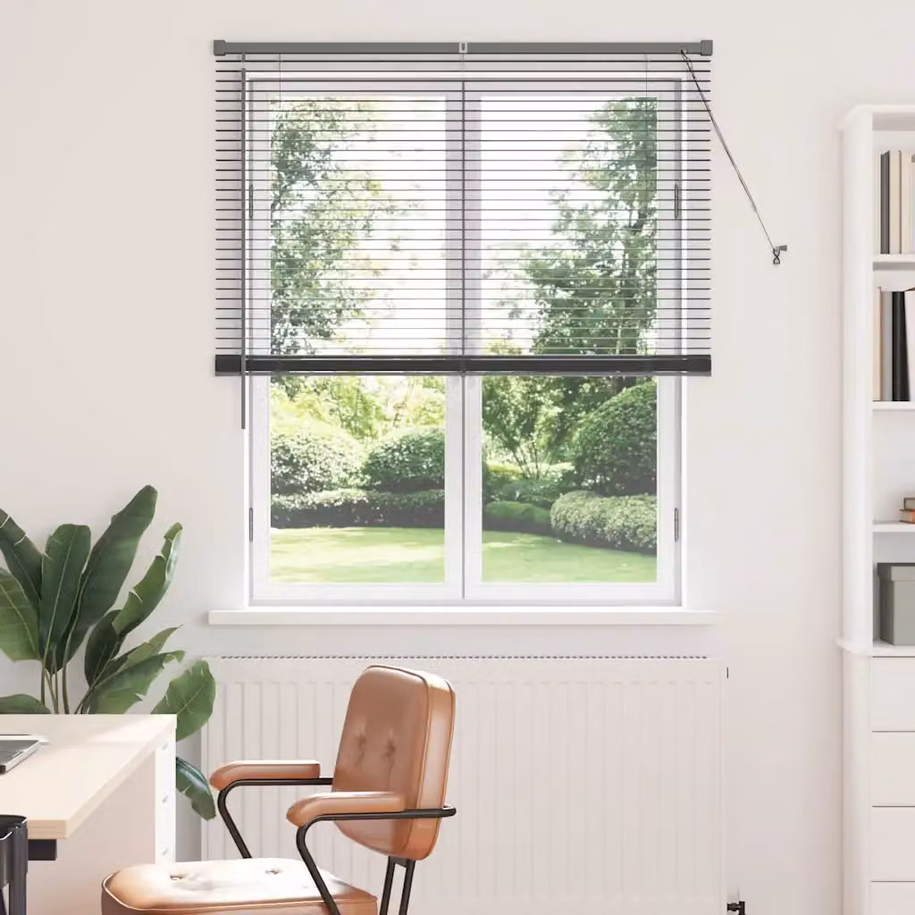 Tenda Veneziana vidaXL in Alluminio Grigio, L: 175 cm, H: 120 cm, Lamelle da 25 mm