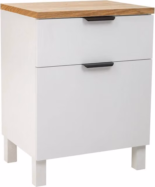 Comodino in legno stile scandinavo WANDERLUST DECO con 1 cassetto e 1 anta L: 45 cm, P: 35 cm, H: 60 cm – 1