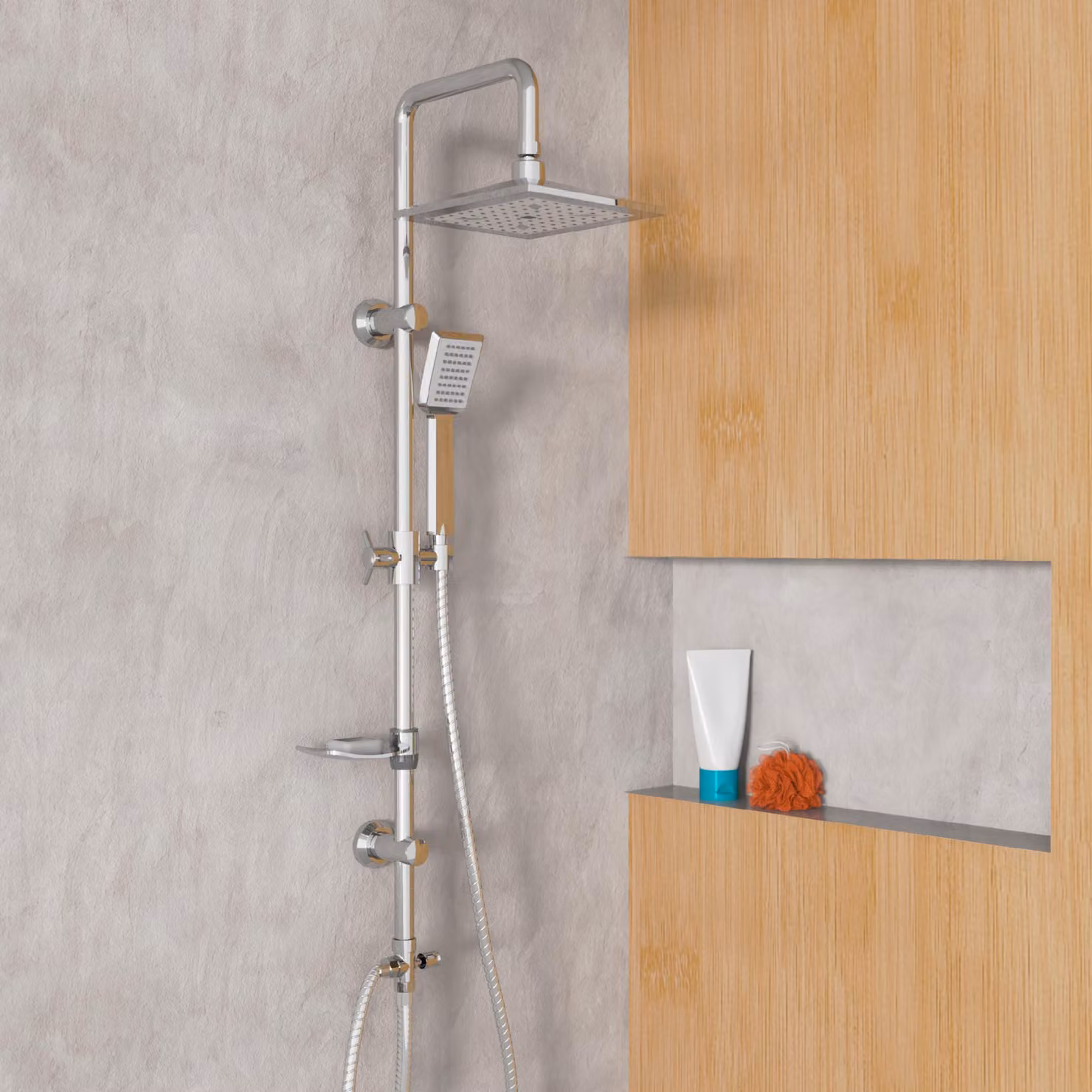 Set doccia EISL EASY COOL, colonna doccia con getto a pioggia e doccetta, soffioni e doccette, sistema doccia ideale per il retrofit