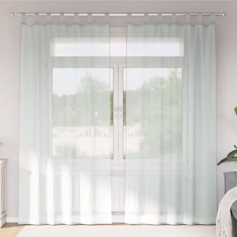 Set di 2 tende in voile semi-trasparenti vidaXL, colore grigio, L 140 cm x H 245 cm