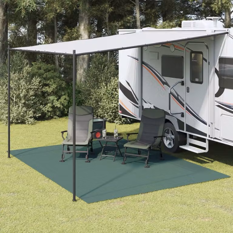 vidaXL Tappeto da tenda verde per giardino in poliestere e PVC, L: 4 m, P: 3 m