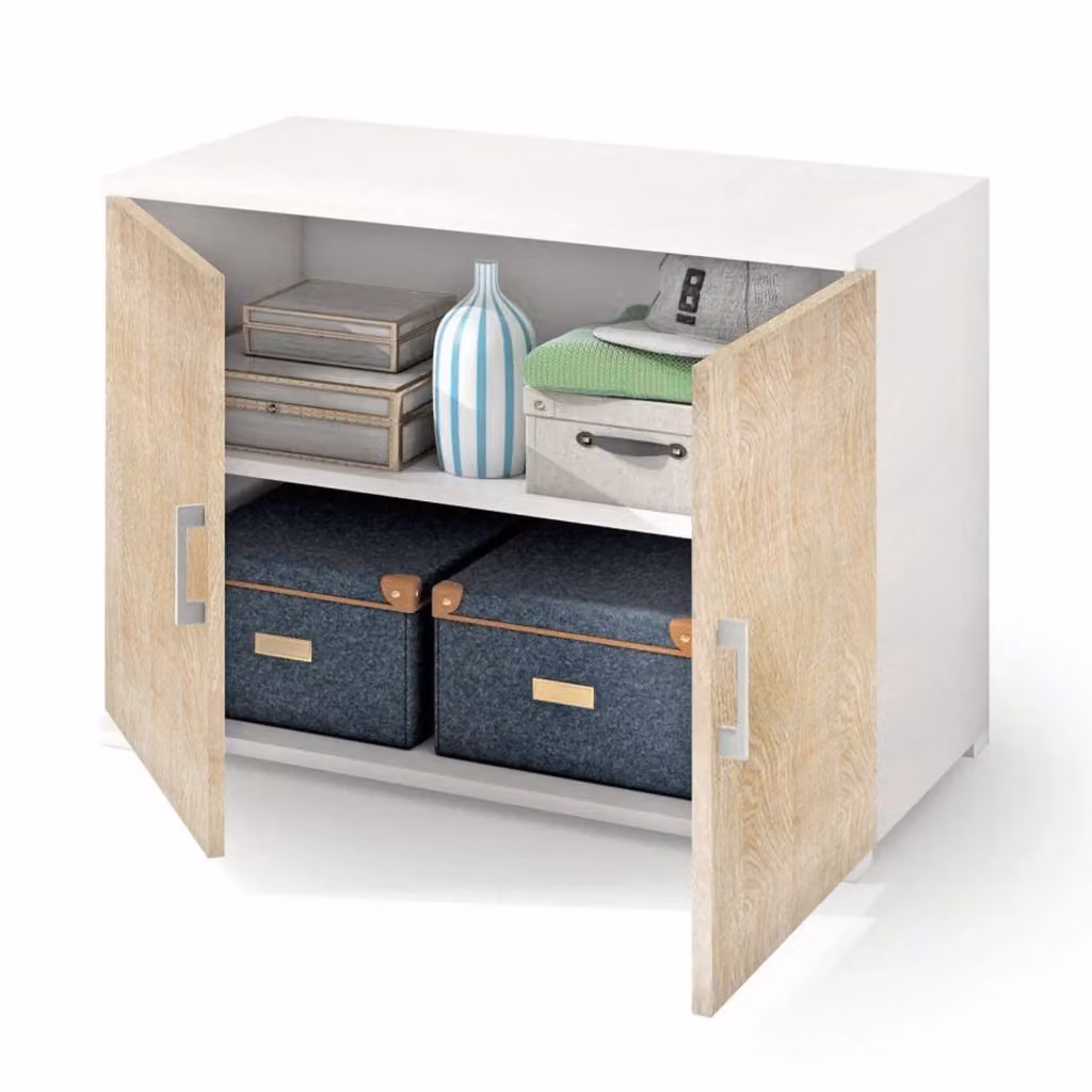 Armadio Multiuso Serafinito DMORA con 2 Ante e Ripiano, Marrone Rovere, L: 90 cm, P: 45 cm, H: 66 cm – 2