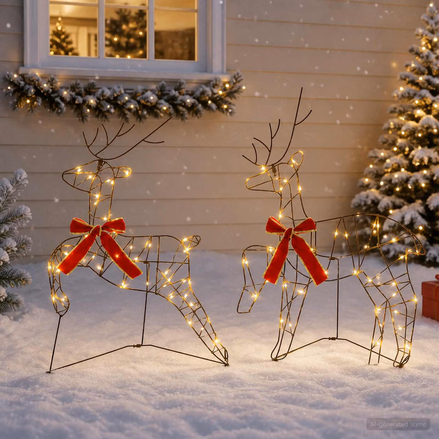 vidaXL Renna di Natale 2 pz 90 LED Bianco caldo 43 x 19 x 65 cm