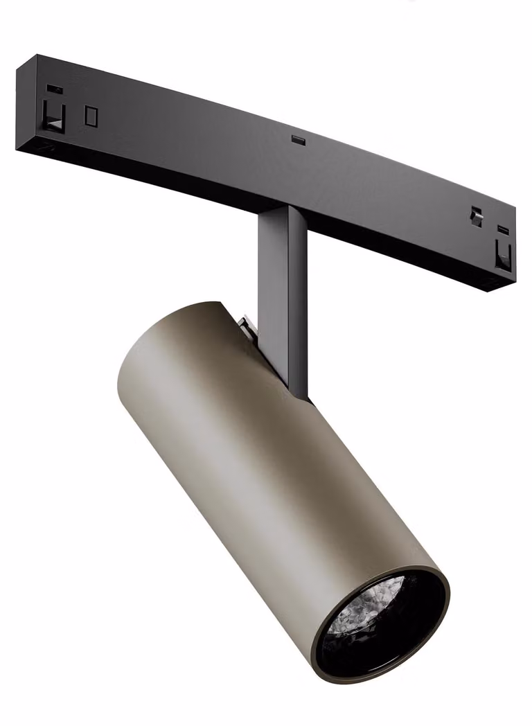 ARELUX XNET ADJ. MINI PROIETTORE per PROFILI CURVI, tecnologia DALI, 7W, 48V DC, indice di resa cromatica (CRI) 90, angolo di emissione 24°, UGR < 13, finitura argento caffè, temperatura di colore 3000K