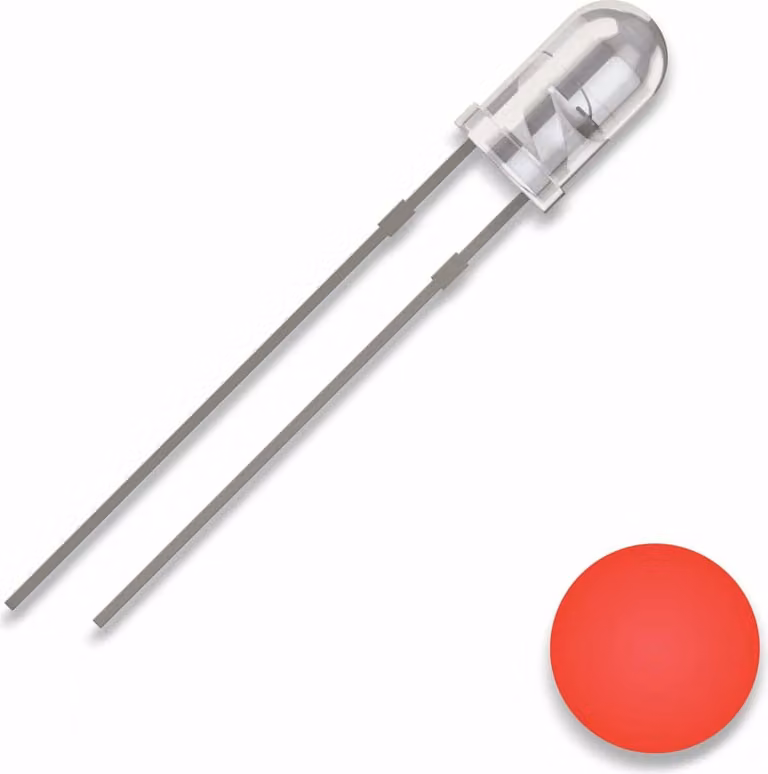 QUADRIOS LED, 3 mm, colore luce: rosso, colore alloggiamento: chiaro, 2500 mcd, 625 nm, 2,54 mm