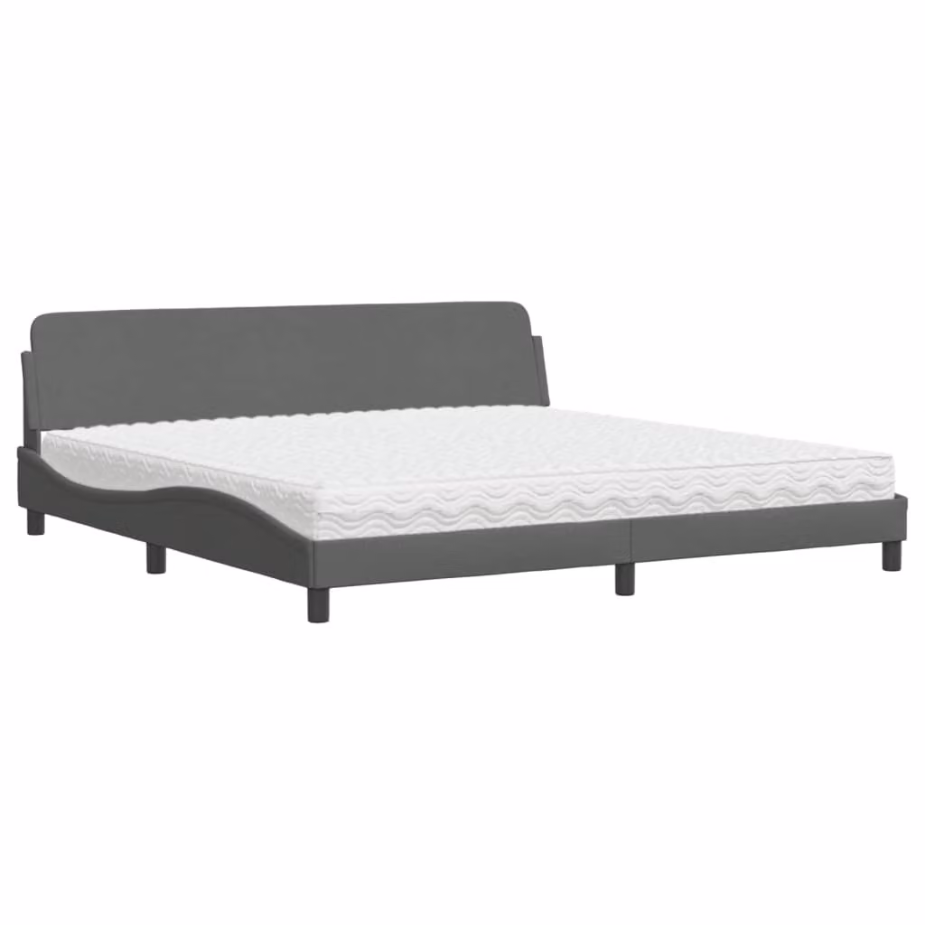 Letto con Materasso Dover Grigio Scuro 200x200 cm in Tessuto