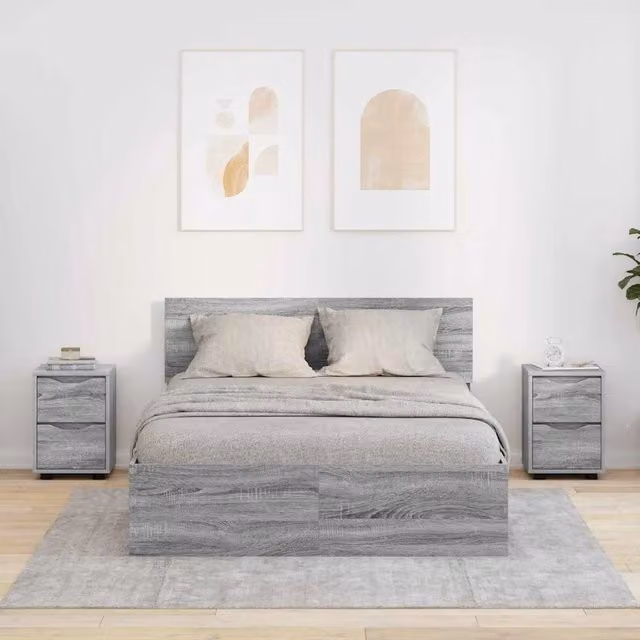 Set di 2 comodini moderni con cassetto vidaXL in legno grigio L: 30,5 cm, P: 30 cm, H: 43 cm – 1