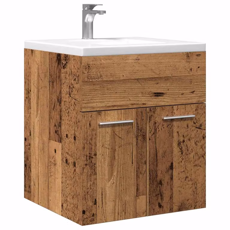Mobile da bagno vidaXL in legno antico e metallo marrone con ante a cerniera L: 41 cm, P: 38,5 cm, H: 46 cm