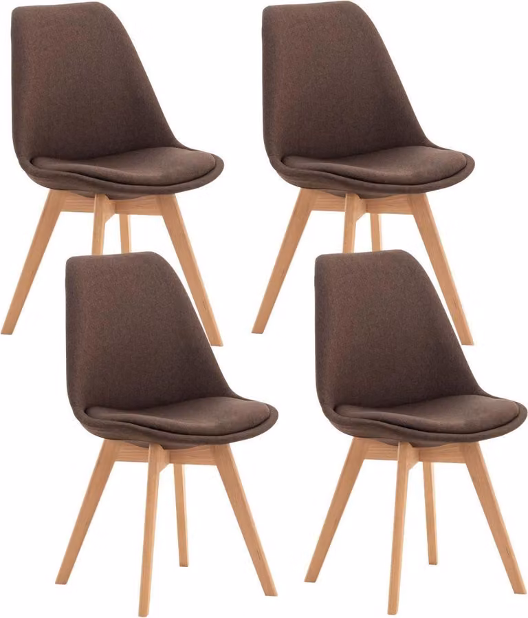 set di 4 sedie da pranzo - sedie da cucina - comode e facili da pulire | Colore: Marrone | Materiale: Polvere