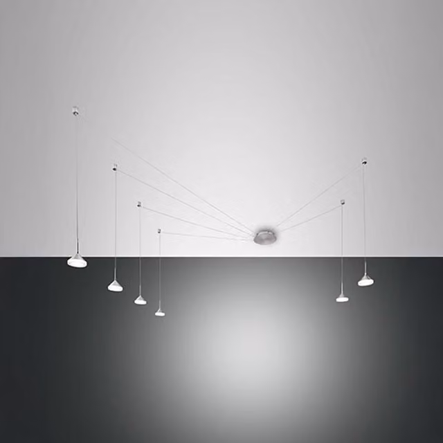 Lampada a Sospensione LED Fabas Luce Isabella 48W 3000K Dimmerabile in Alluminio Argentato Ø 35 cm – 2