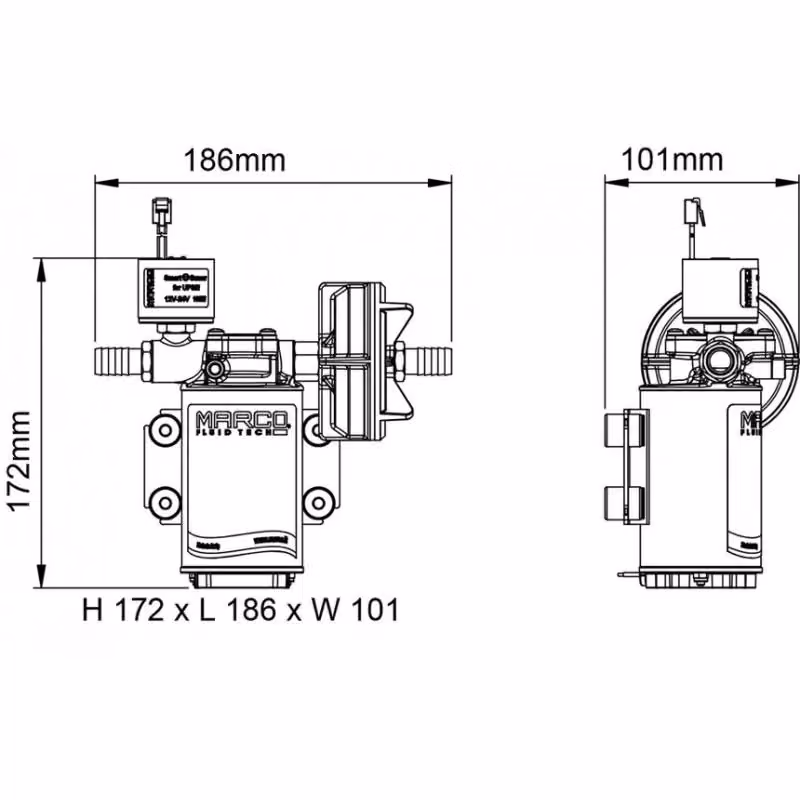 Pompa Marco UP3/E 12/24 V in plastica bianca – 2
