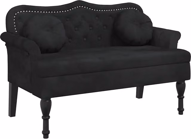 Panca con Cuscini Nera 120,5x65x75 cm Velluto CFW5259266