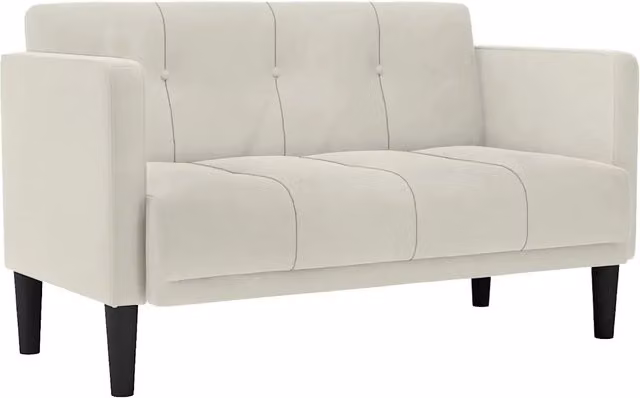 Divano da soggiorno moderno in velluto beige L: 111 cm, P: 74,5 cm, H: 67 cm