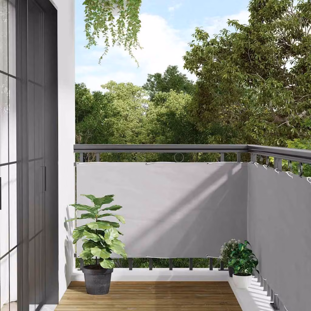 vidaXL Paravento da Balcone Grigio in PVC e Poliestere L: 400 cm, H: 120 cm