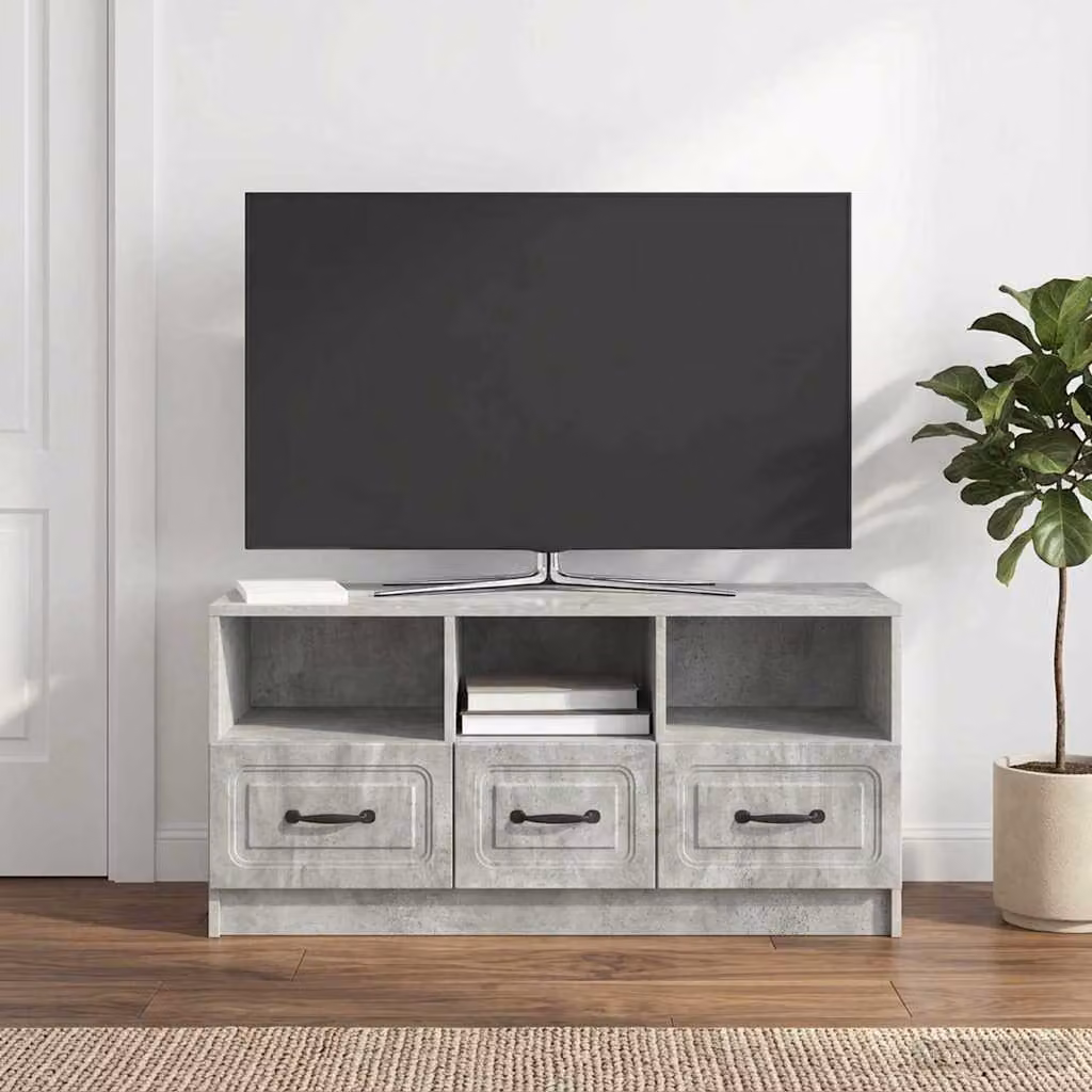 Mobile TV vidaXL con cassetto in stile moderno, Grigio Cemento, L: 102 cm, P: 34,5 cm, H: 47 cm
