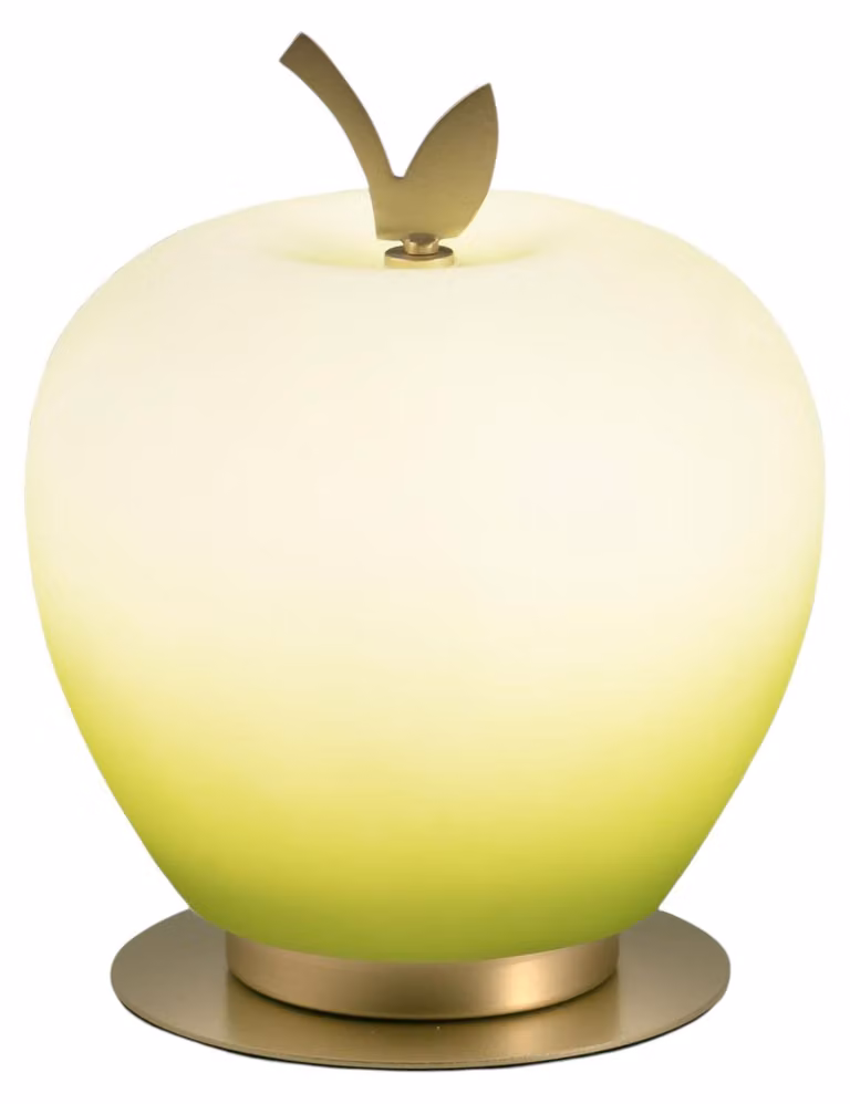 Lampada da Tavolo Wendy 8W LED Integrato 3000K Verde e Ottone Satinato, Regolazione Luce al Tocco, Vetro Soffiato - Design Elegante