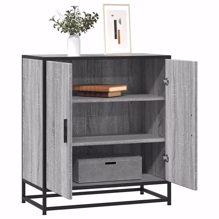 Credenza in stile industriale vidaXL in legno e metallo, Grigio Sonoma, L: 68 cm, P: 35 cm, H: 76 cm