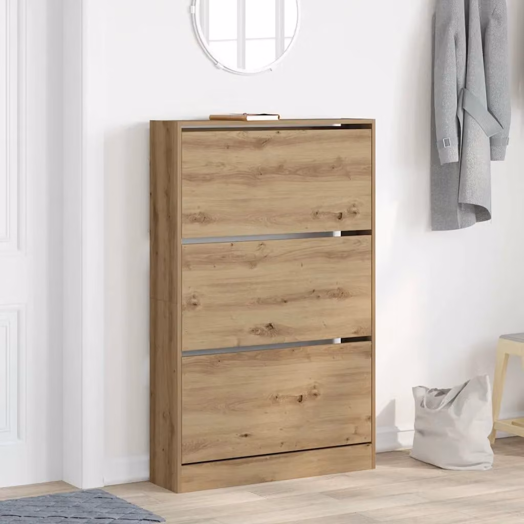 Scarpiera mobile moderna vidaXL in legno marrone con ante a battente L: 80 cm, P: 21 cm, H: 125,5 cm