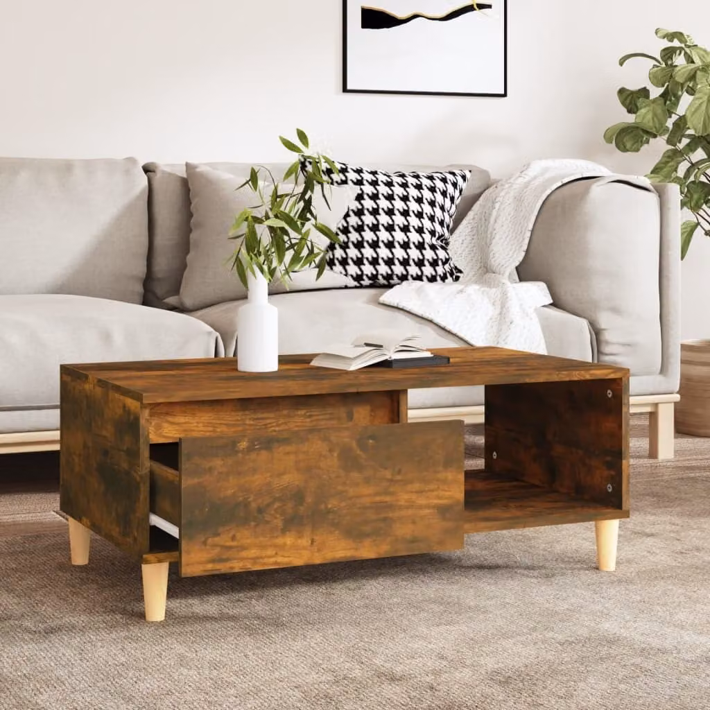 Maison Exclusive - Tavolino in rovere affumicato 90x50x36,5 cm Materiale ligneo