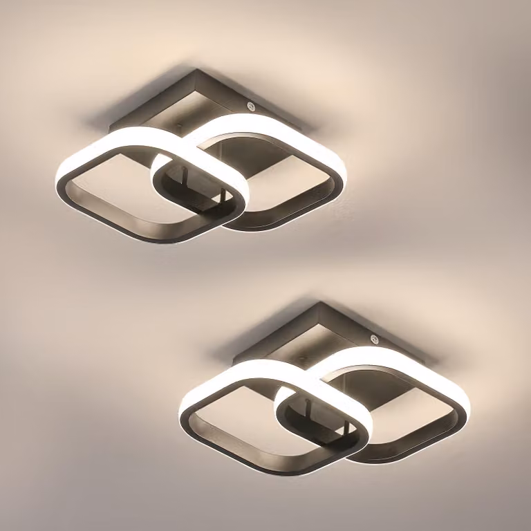 Mckalen, 2 lampade a soffitto LED, 22W, luce naturale 4500K, colore nero