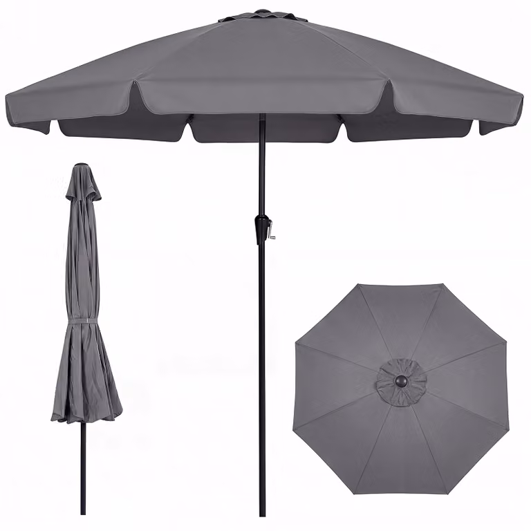 KOMFOTTEU Parasole 3M per giardino, per uso esterno, protezione solare, parasole per terrazza, inclinabile a 30°, altezza 2,5 m, con manovella e volante, 8 stecche, ideale per picnic, cortili, caffè