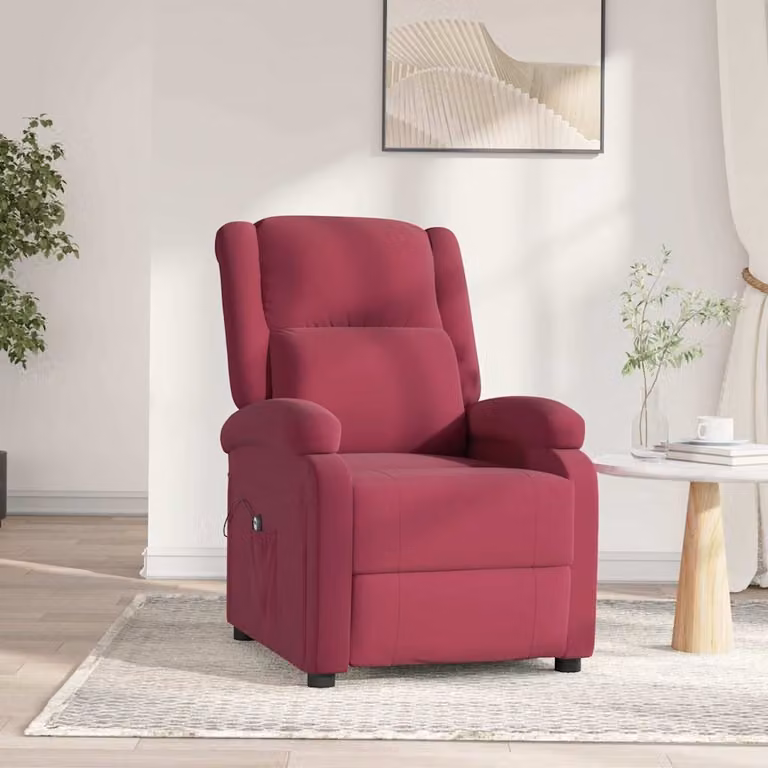 Poltrona elettrica reclinabile vidaXL in tessuto rosso con braccioli e struttura moderna