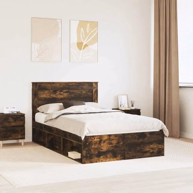 Struttura del letto-Giroletto Rovere fum¨¦ 135 x 190 cm Pino massello 188033