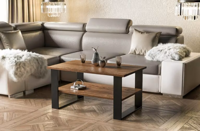 Tavolino da salotto Endo-Möbel Inga 110x65x53 cm con base a slitta e ripiano (rovere Stirling)