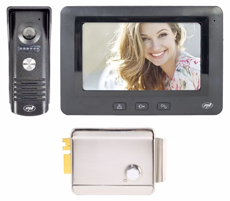 Kit di citofono video PNI DF930 con 1 monitor, display LCD da 7 pollici (800x480)