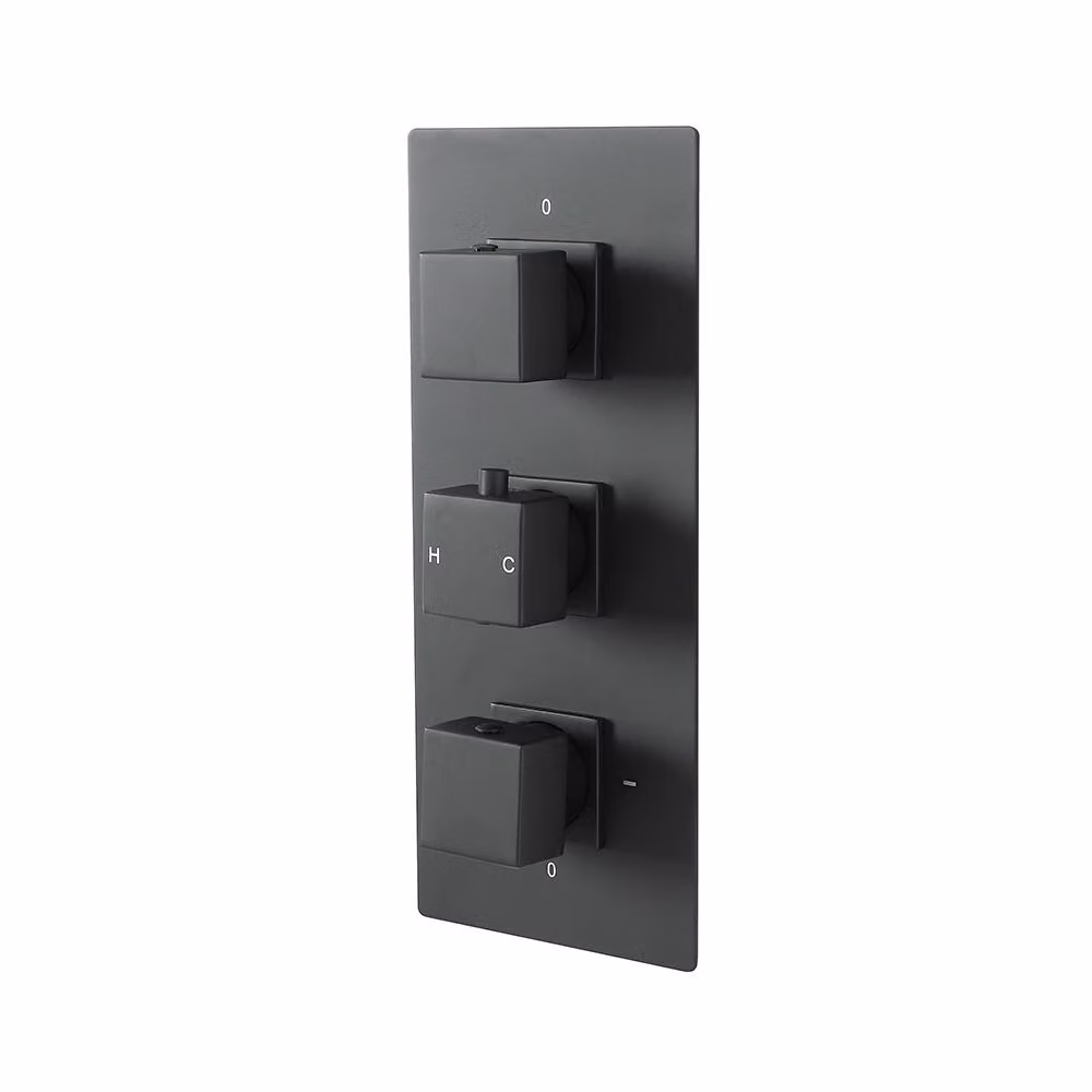Miscelatore Termostatico Quadrato 3 Vie - Grigio Canna Di Fucile - Preto