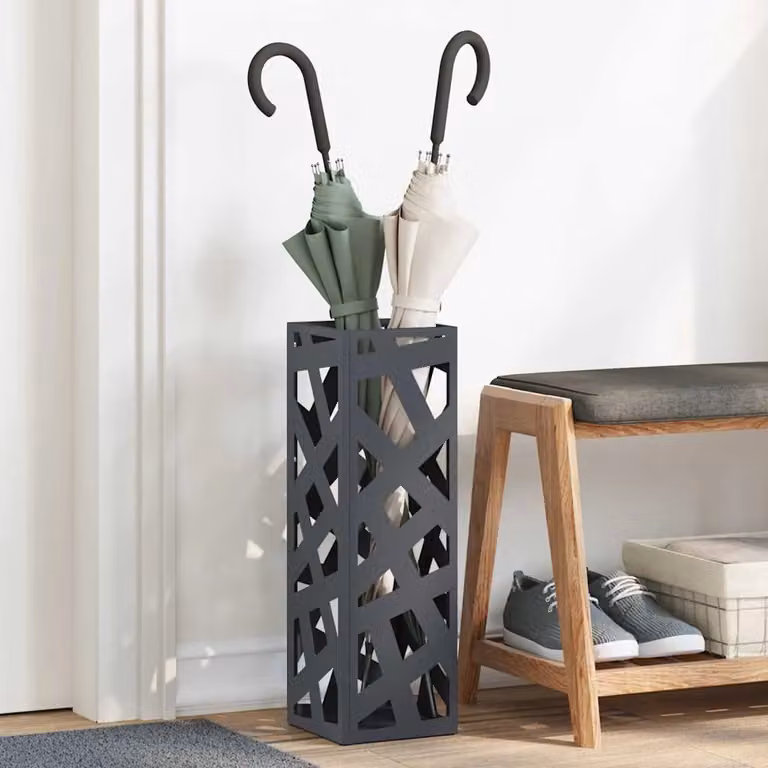 Stand per ombrelli da pioggia vidaXL in metallo, colore antracite, L/P/H: 15,5 x 15,5 x 49 cm