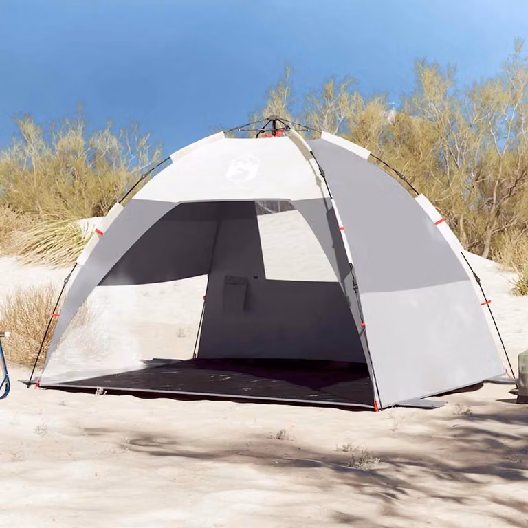 vidaXL Tenda da Spiaggia per 2 Persone Grigia Impermeabile in Poliestere