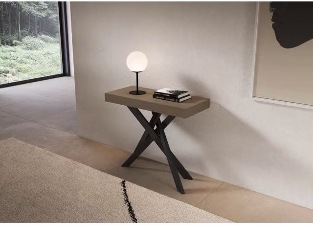 Consolle allungabile ITAMOBY Saki Premium con telaio Antracite e piano Tortora L/P/H: 90 x 40 x 77 cm (estendibile fino a 300 cm)