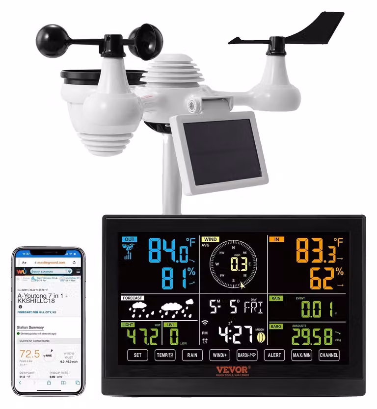 Stazione meteorologica, sensori wireless, alimentata a energia solare, YT60234