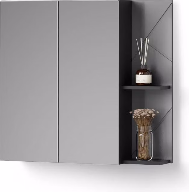 Mobiletto a specchio Livinity Ronco Antracite lucido/antracite 80 x 75 cm, Model 53136