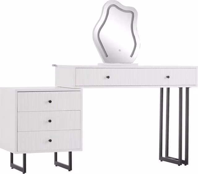 Tavolo da trucco Aosom con illuminazione LED dimmerabile, Bianco – 1