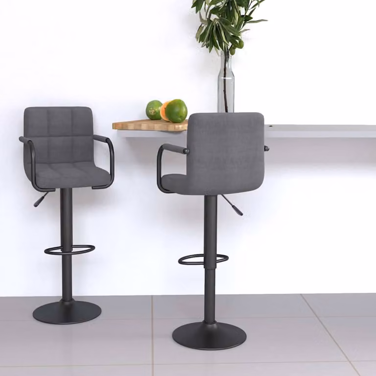 Set di 2 sgabelli da bar vidaXL moderni in tessuto grigio con seduta girevole a 360 gradi