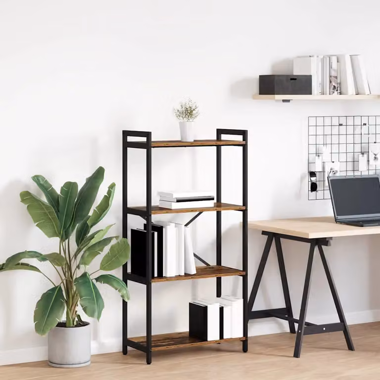 Libreria industrial vidaXL in legno e metallo marrone L 60 x P 30 x H 120 cm