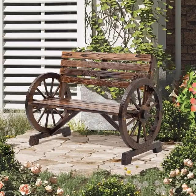 Panchina da giardino Minimal a 2 posti in legno di pino marrone L: 105.5 cm, P: 56 cm, H: 79 cm
