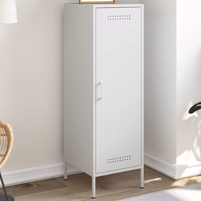Credenza in metallo bianca stile industrial vidaXL con ante a battente L/P/H: 36 x 39 x 113 cm