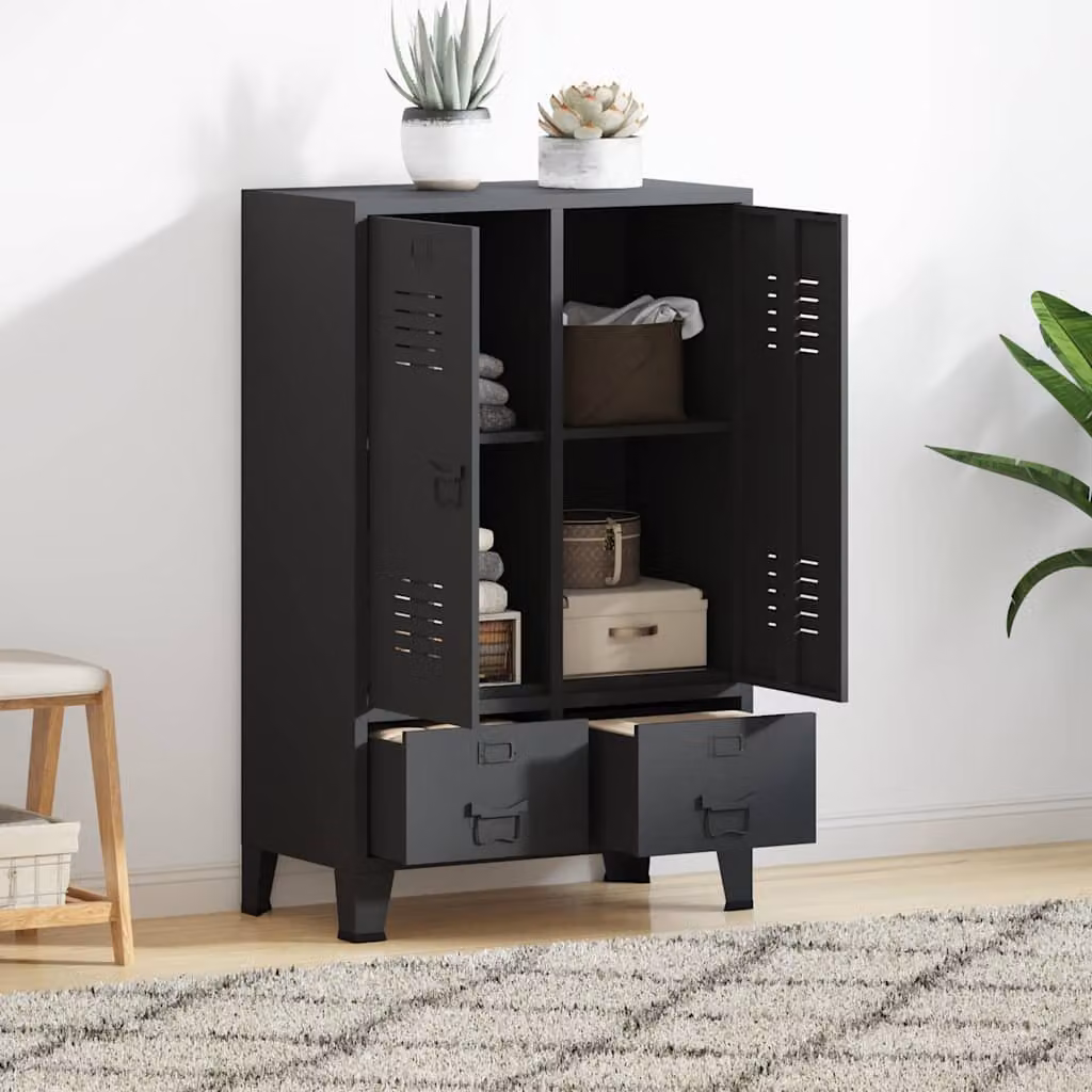 Armadio Industriale vidaXL in Metallo Antracite con Ripiani Interni L: 67 cm, P: 35 cm, H: 107 cm – 1