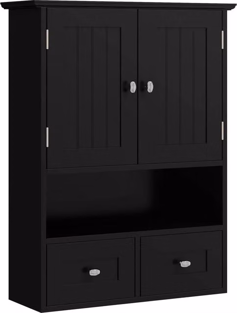Mobile bagno sospeso XYLO nero con 2 ante e 2 cassetti L: 50,8 cm, P: 17,8 cm, H: 66 cm