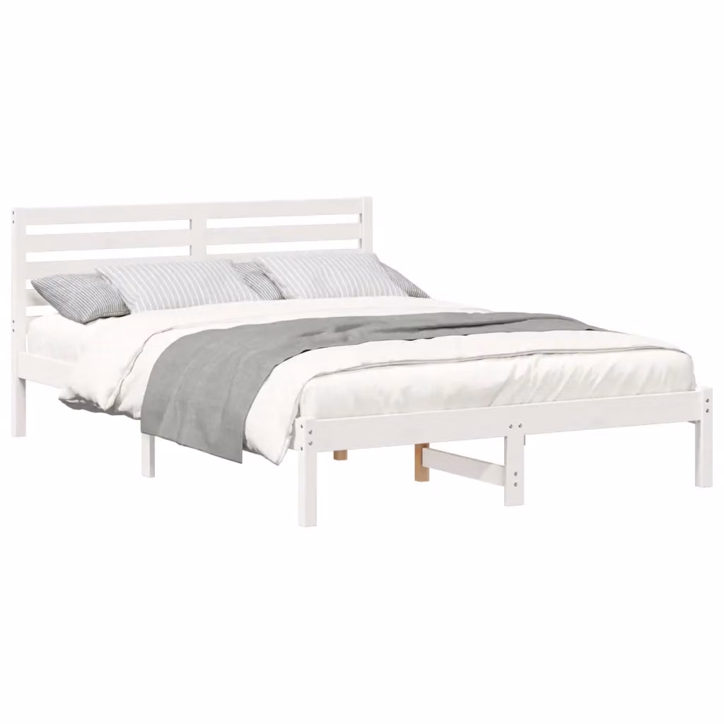 Struttura del letto moderna in pino massello bianco vidaXL L/P/H: 140 x 225,5 x 80,5 cm – 2