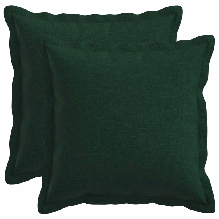 Set di 2 cuscini quadrati vidaXL HOUTEN in lino verde, L 40 x P 40 x H 40 cm