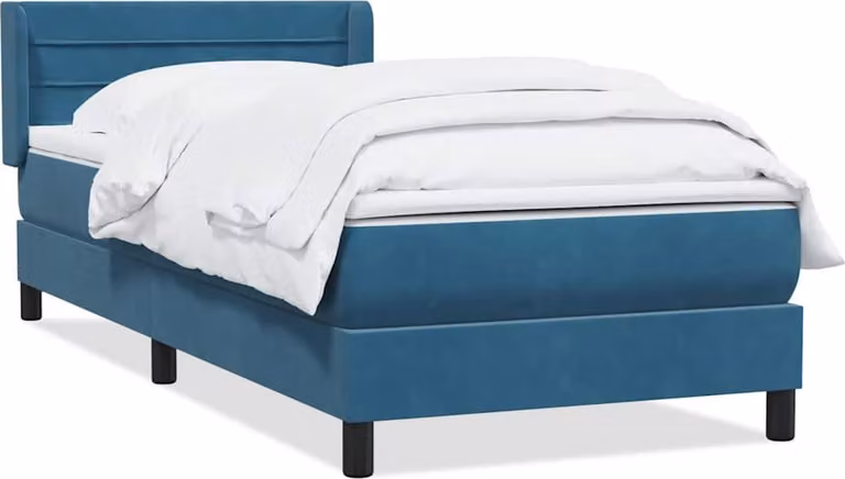 Giroletto a Molle con Materasso Blu Scuro 80x220 cm Velluto