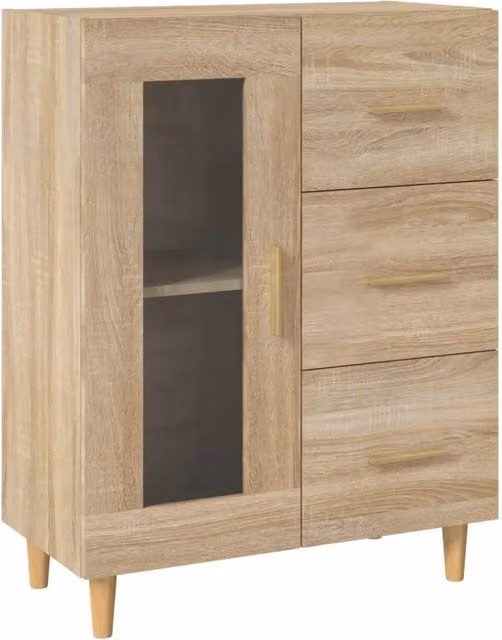Credenza Buffet da pranzo in Legno Multistrato Rovere Sonoma, L: 69,5 cm, P: 34 cm, H: 90 cm