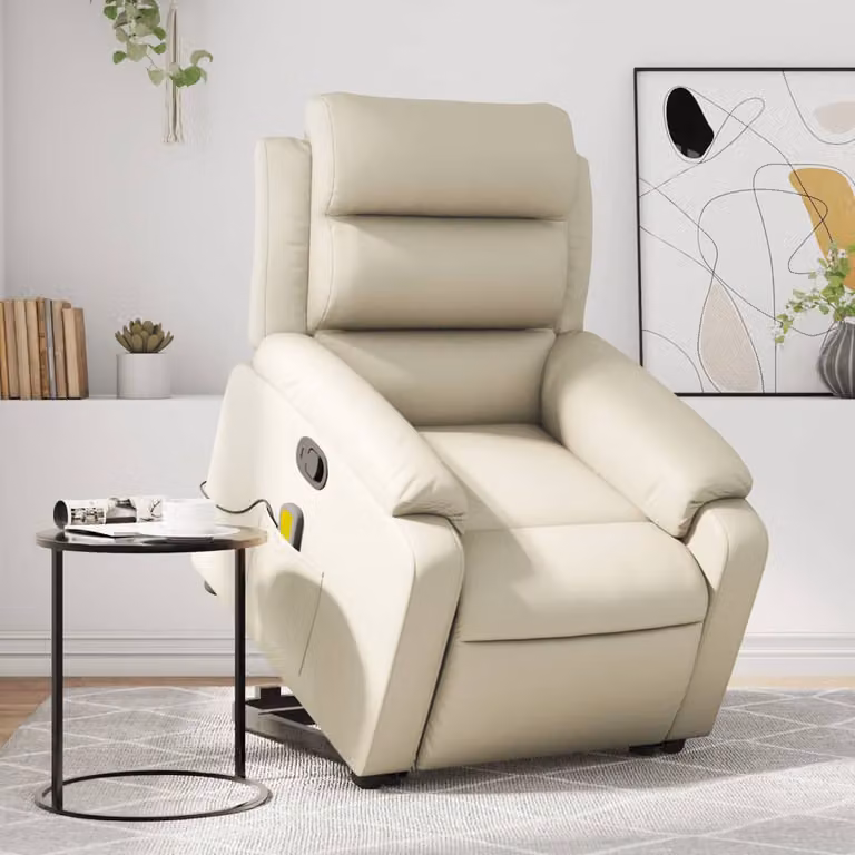 Poltrona Alzapersona Reclinabile con Assistenza Elettrica vidaXL in Similpelle Beige