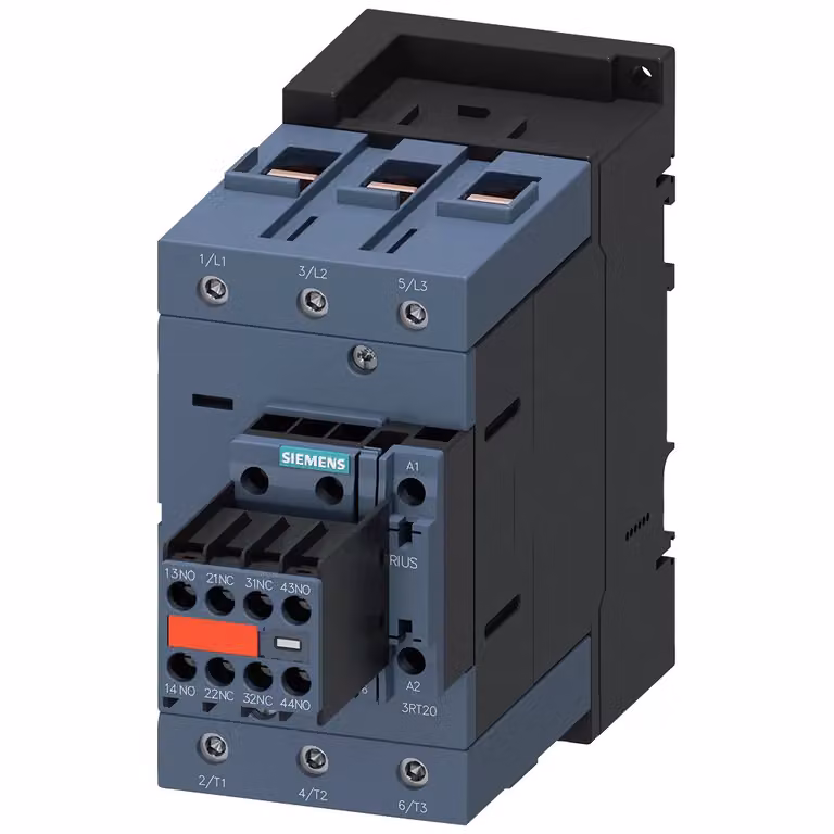 Contattore Siemens, AC-3e, 80 A/37 kW/400 V, a 3 poli, 24 V CC, 2S+2Ö, collegamento a vite 3RT20451KB443MA0