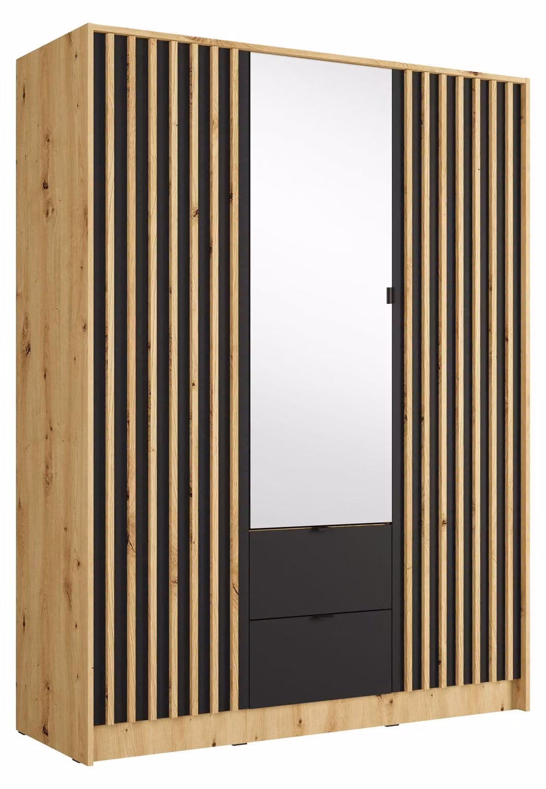 raumhirsch ARMADIO, legno di quercia "Artisan", colore nero "Onyx", dimensioni 151 x 201 x 55 cm
