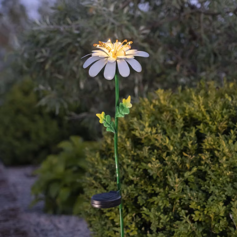 Spina solare da giardino 'Daisy', verde-bianco, sensore crepuscolare